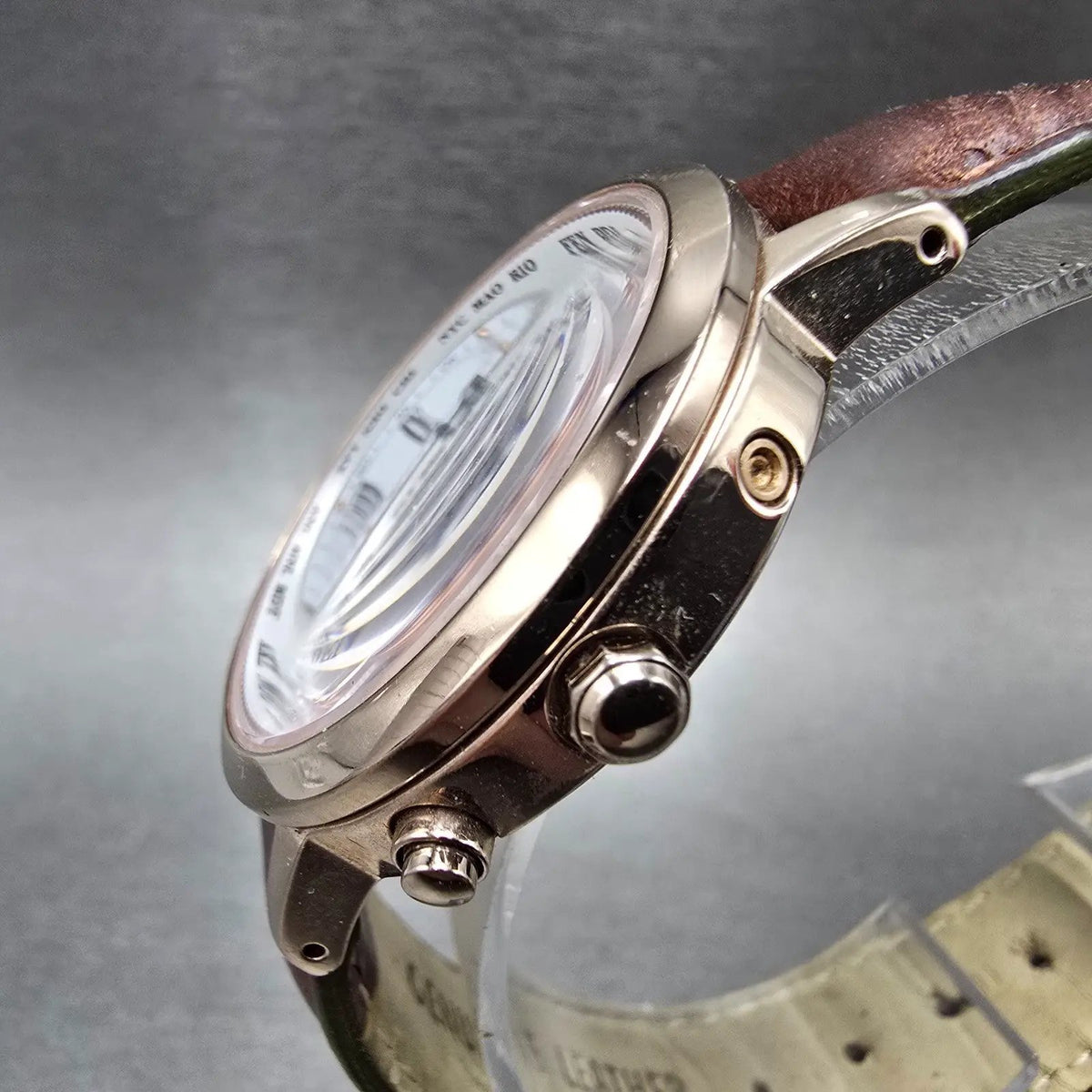 Citizen Eco-drive xC Watch Women 36mm White Dial Rose Gold Date Atomic Works2