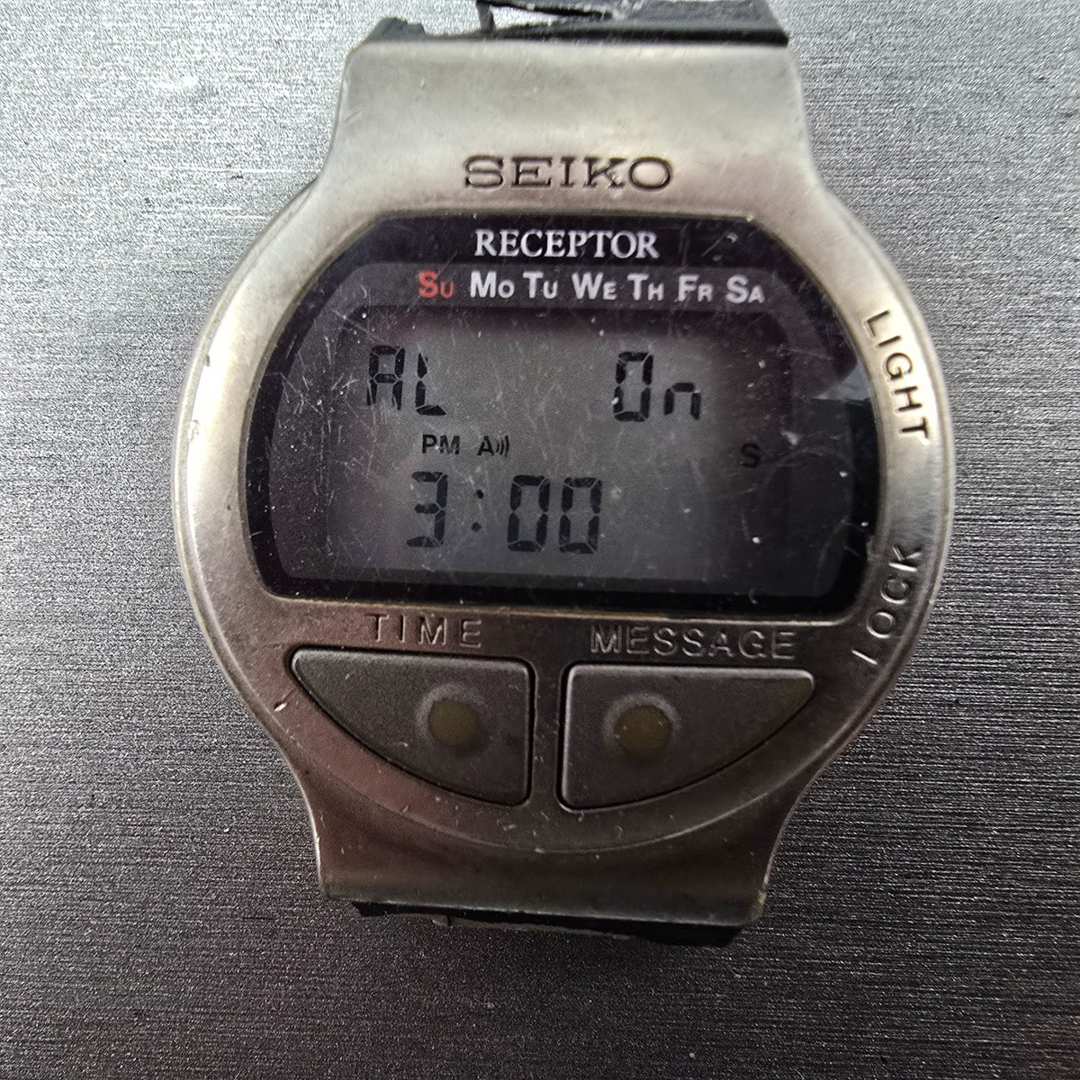 Seiko Receptor Watch Men 38mm Black Dial Steel Daydate READ! MA52-4A00 New Batt11