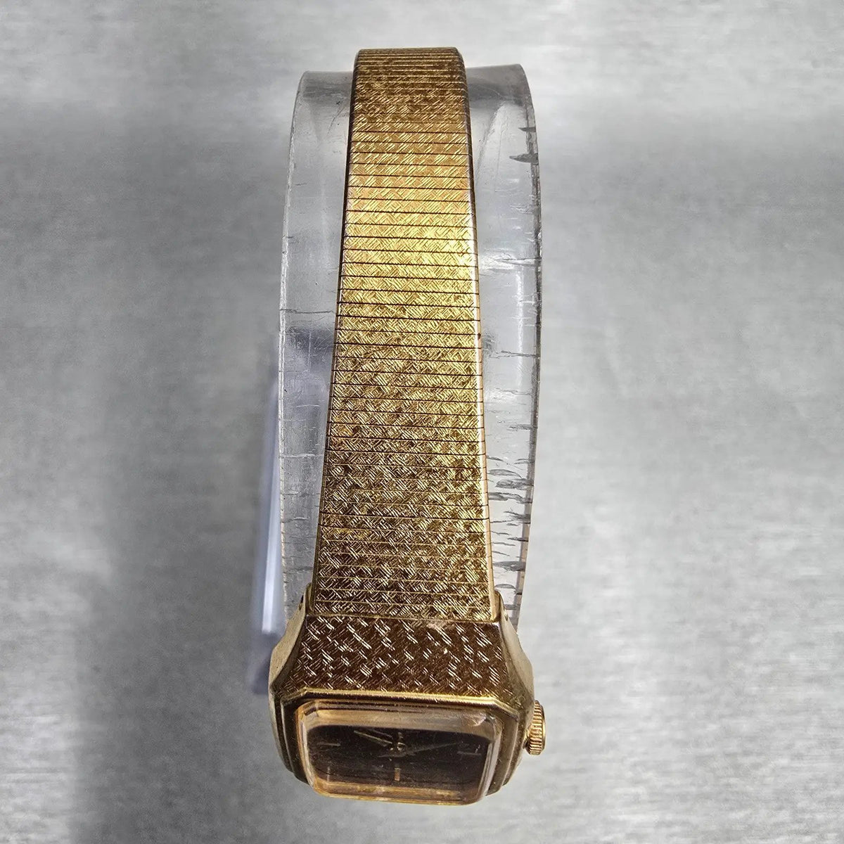 Seiko Watch Women 17mm Brown Dial Gold Tone Rectangle 2C20-5789 New Battery JP344