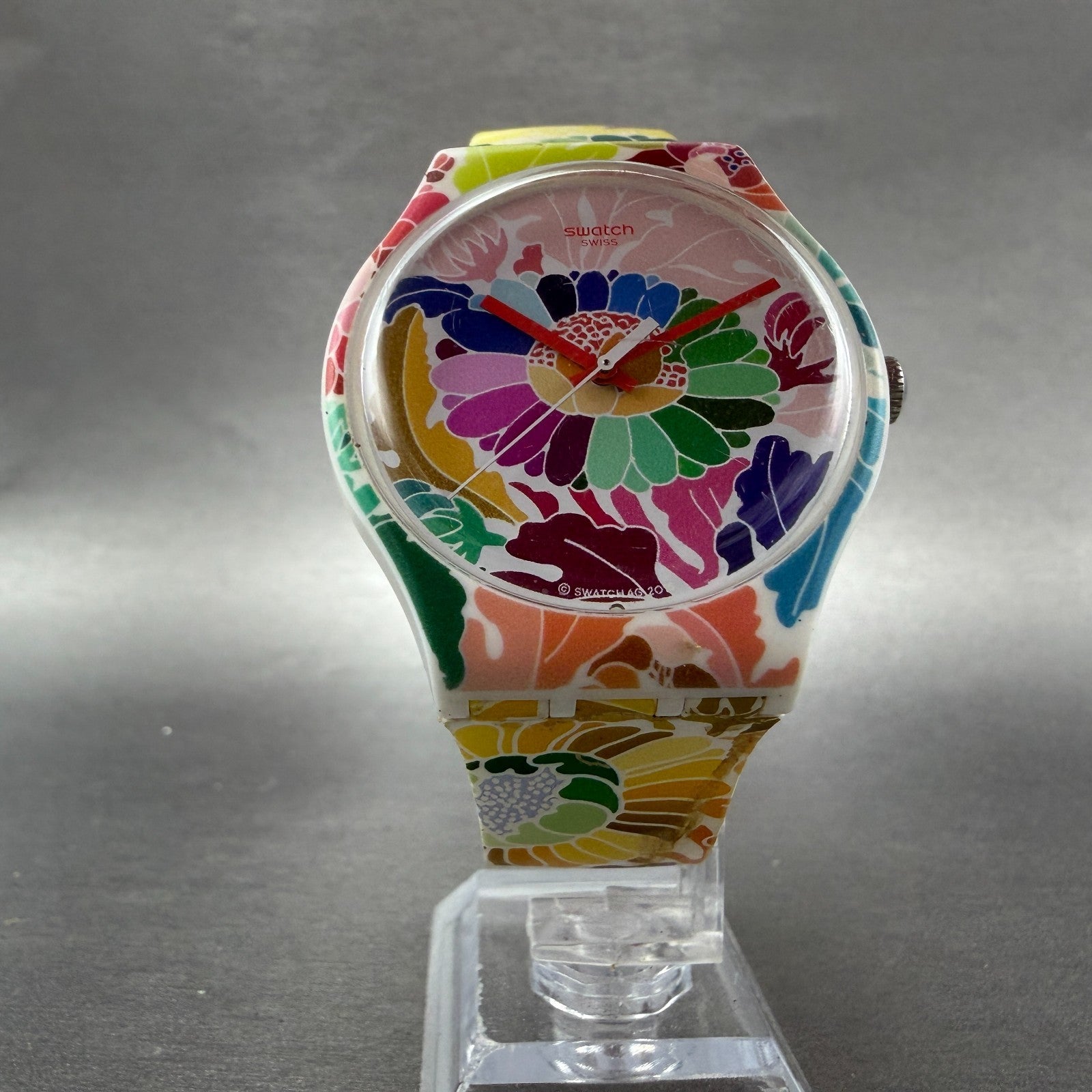 Swatch Flowerfool Watch Men 41mm Floral Dial White SUOW126 Daydate New Battery5