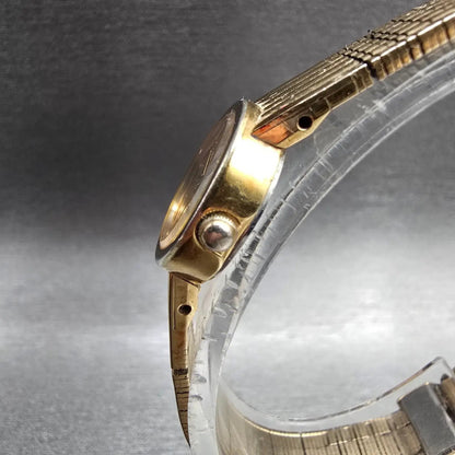 Seiko Watch Women 17mm Gold Dial Gold Tone Round 1E20-0069 New Battery Vintage2