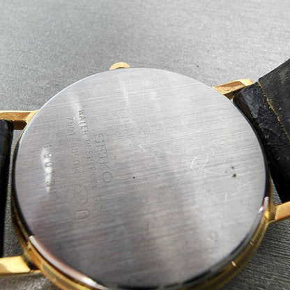 Seiko Watch Men 31mm Silver Dial Gold Tone 7n016890 New Battery9