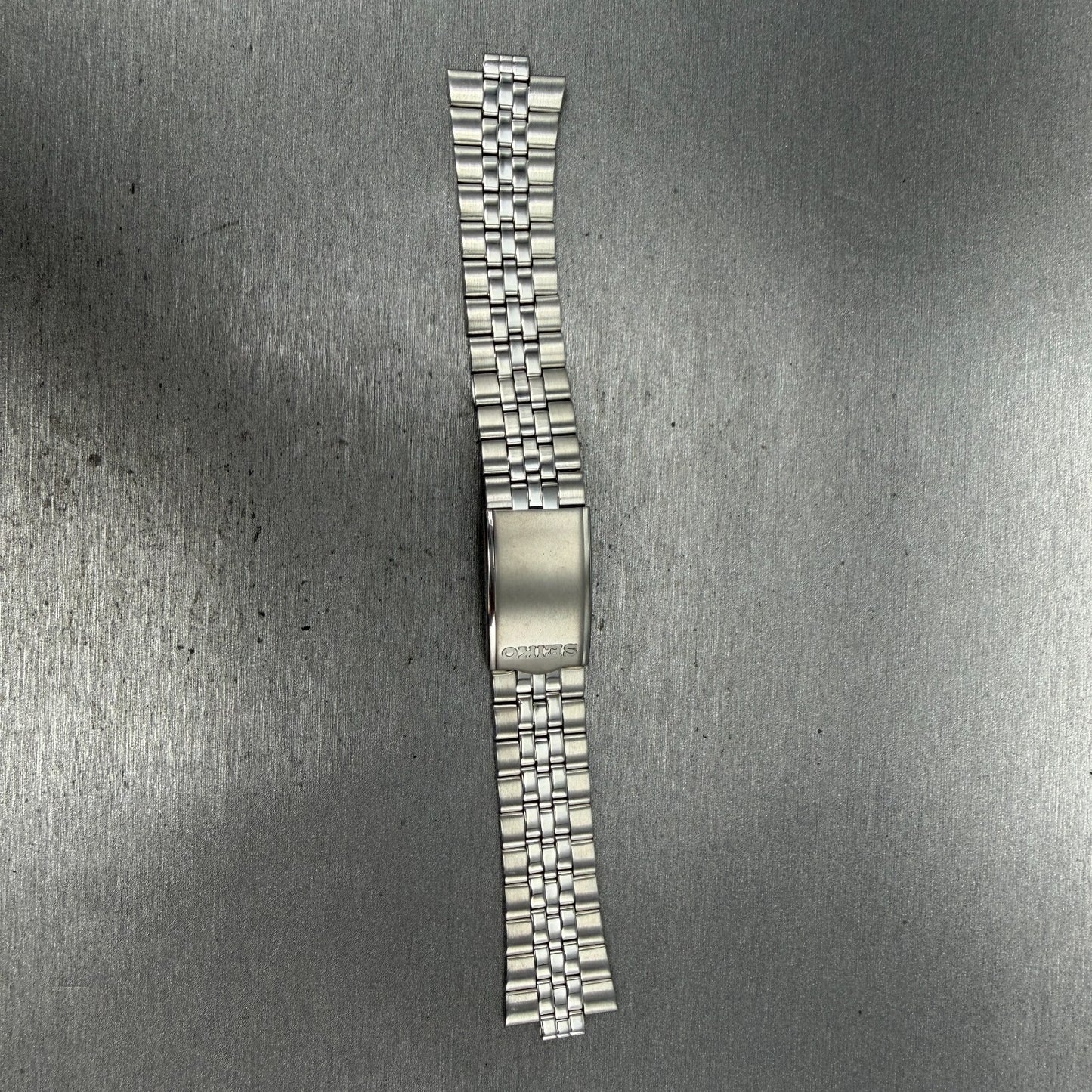 Seiko Bracelet 20mm Stainless Steel Silver Tone Tri Folding Clasp Vintage Japan0