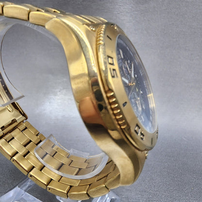 Invicta Chronograph Watch Men 46mm Blue Dial Gold Tone Date 6858 PARTS4