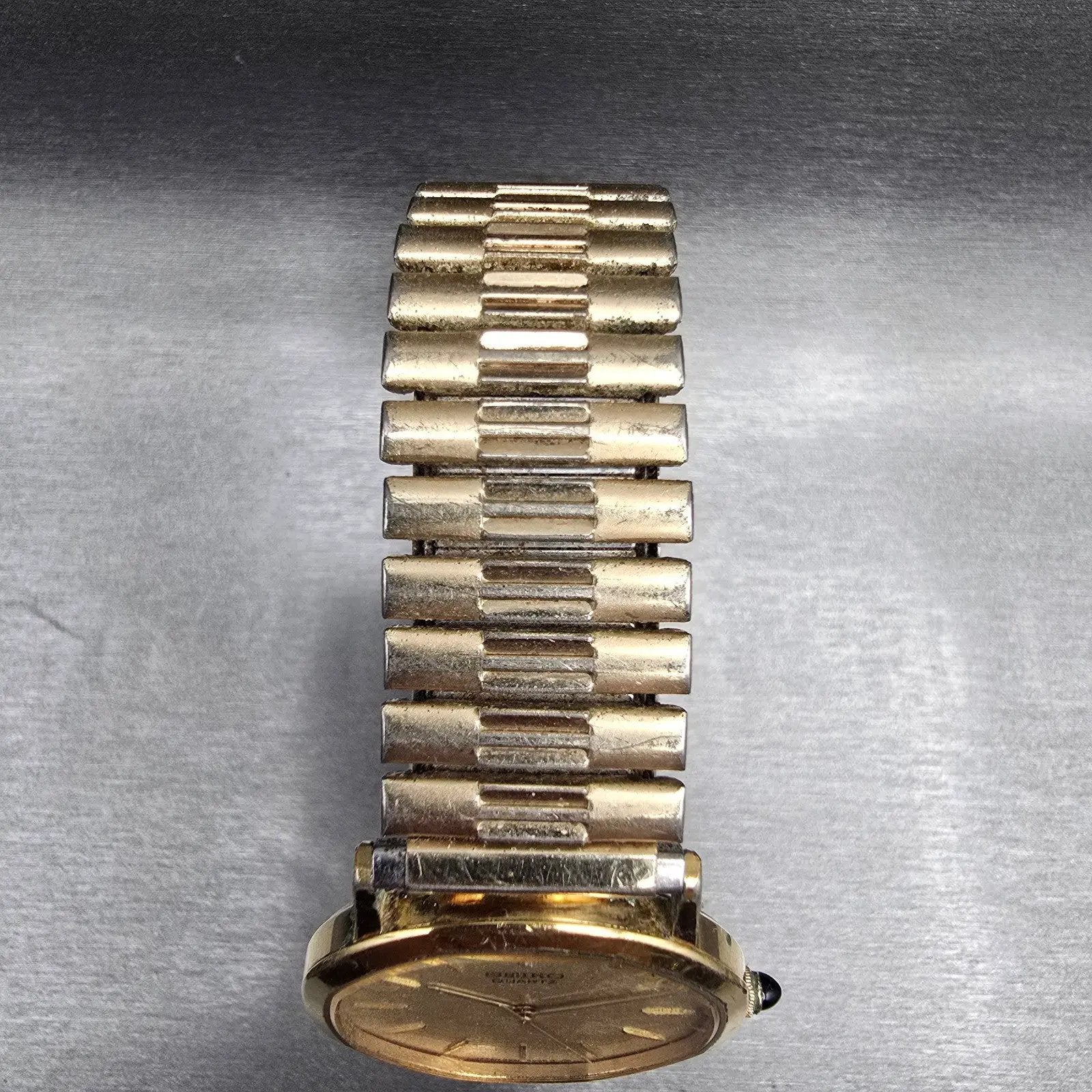 Seiko Watch Men 33mm Gold Dial Gold Tone Round 5931-5059 New Battery Vintage4