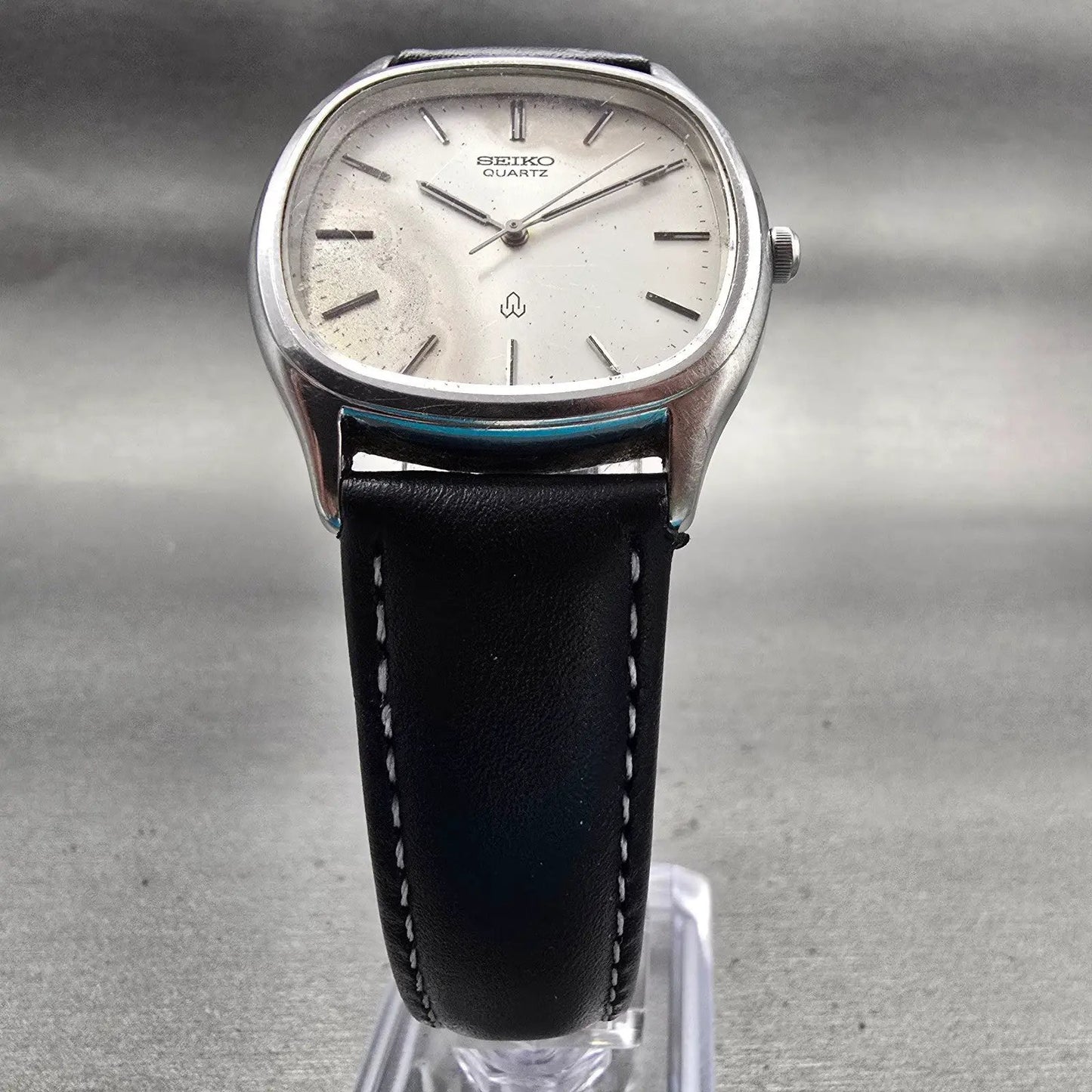 Seiko Watch Men 33mm Silver Dial Silver Tone Rectangle 5931-5330 New Battery VTG5