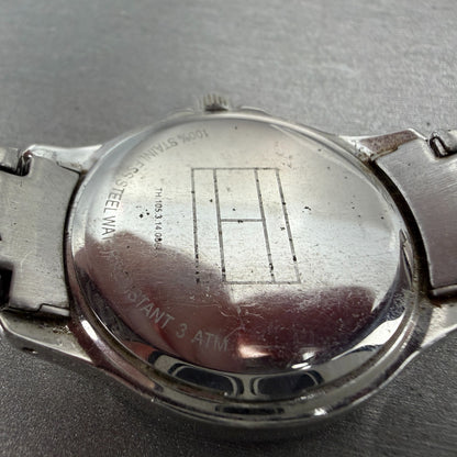 Tommy Hilfiger Watch Women 34mm White Dial Silver Tone Round Crystal New Battery9