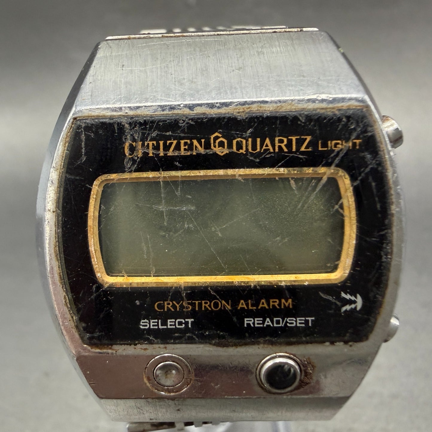 Citizen Digital Watch Men 35mm Black Dial Silver Tone Alarm 4-095651 PARTS VTG2