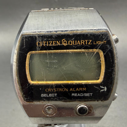 Citizen Digital Watch Men 35mm Black Dial Silver Tone Alarm 4-095651 PARTS VTG2