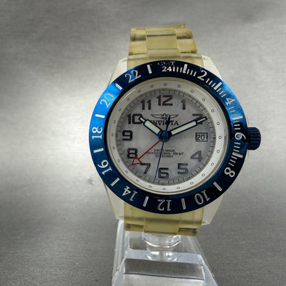 Invicta Speedway GMT Watch Men 44mm White Dial Clear Case Case Date 3565 New bat5