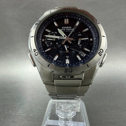 Casio Waveceptor WVQ-M410 Watch Men 43mm Blue Dial Silver Tone Date Solar Works5