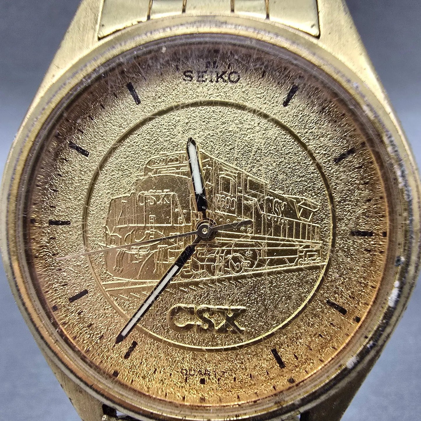 Seiko Watch Men 37mm CSX Champagne Dial Gold Tone Round 7N43-9048 PARTS Vintage2