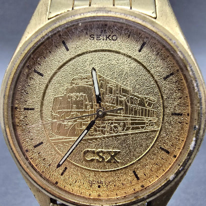 Seiko Watch Men 37mm CSX Champagne Dial Gold Tone Round 7N43-9048 PARTS Vintage2