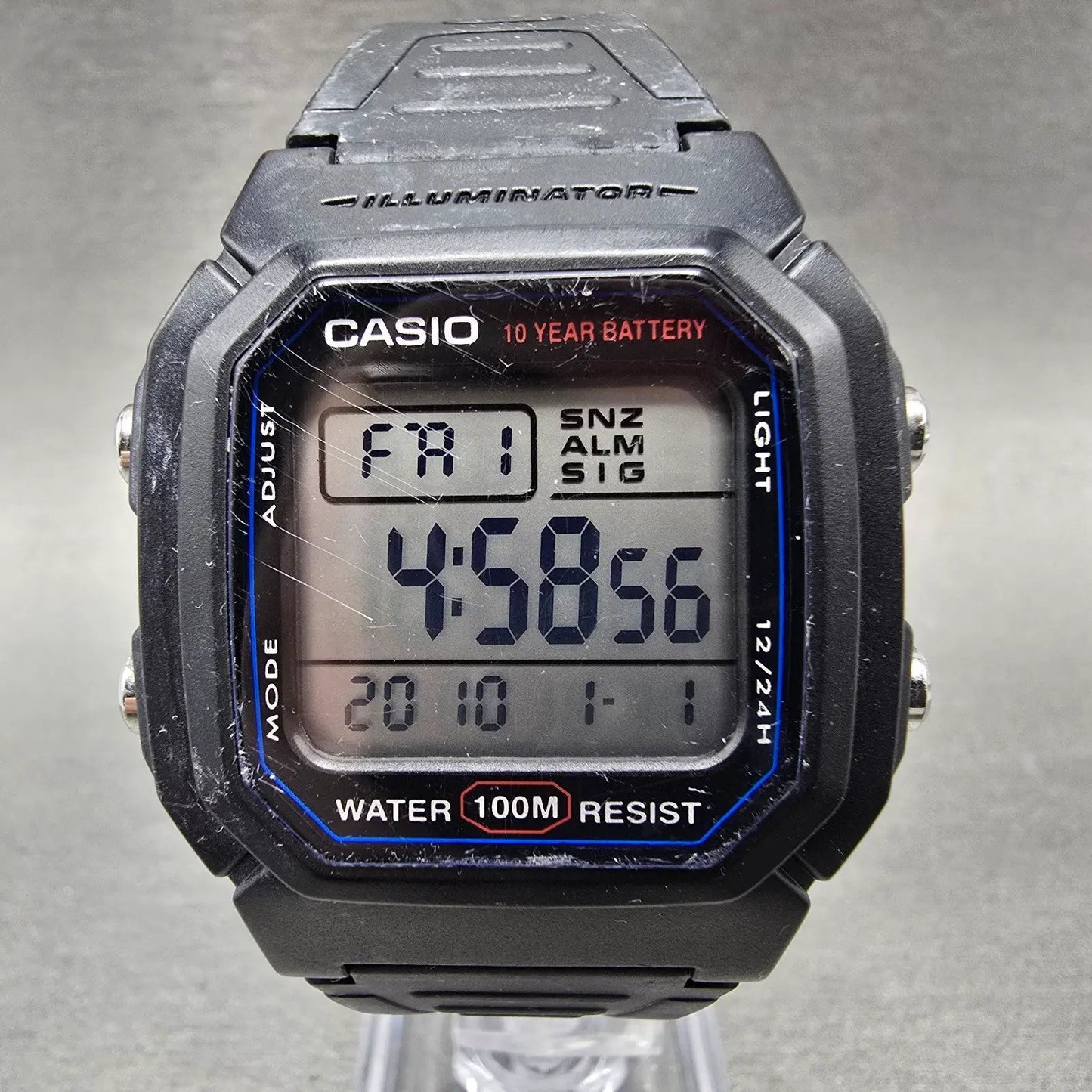 Casio Illuminator W-800H Watch Men 38mm Black Alarm Chrono Digital New Battery P0