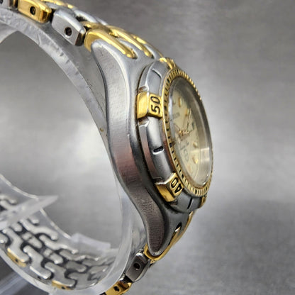 Bulova Marine Star Dive Watch Women 25mm Cream Dial Two Tone Date Round New batt3