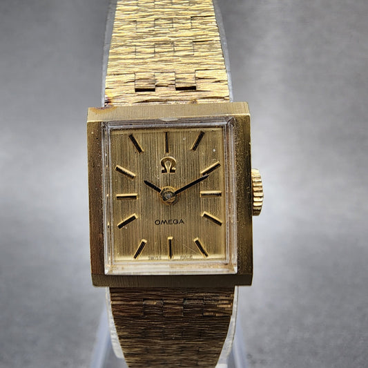Omega Tank Watch Women 16mm Gold Dial Gold Plated Cal 1070 PARTS0