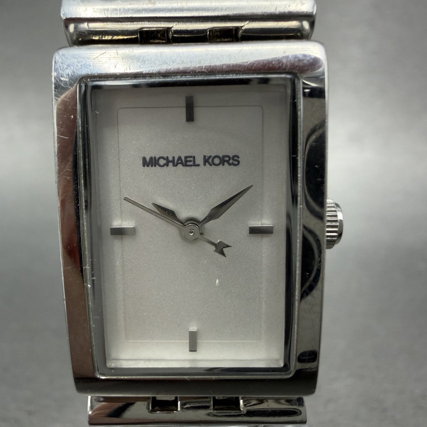 Michael Kors Darci watch Women 18mm Silver Dial Steel Rectangle MK2129 New Batt1