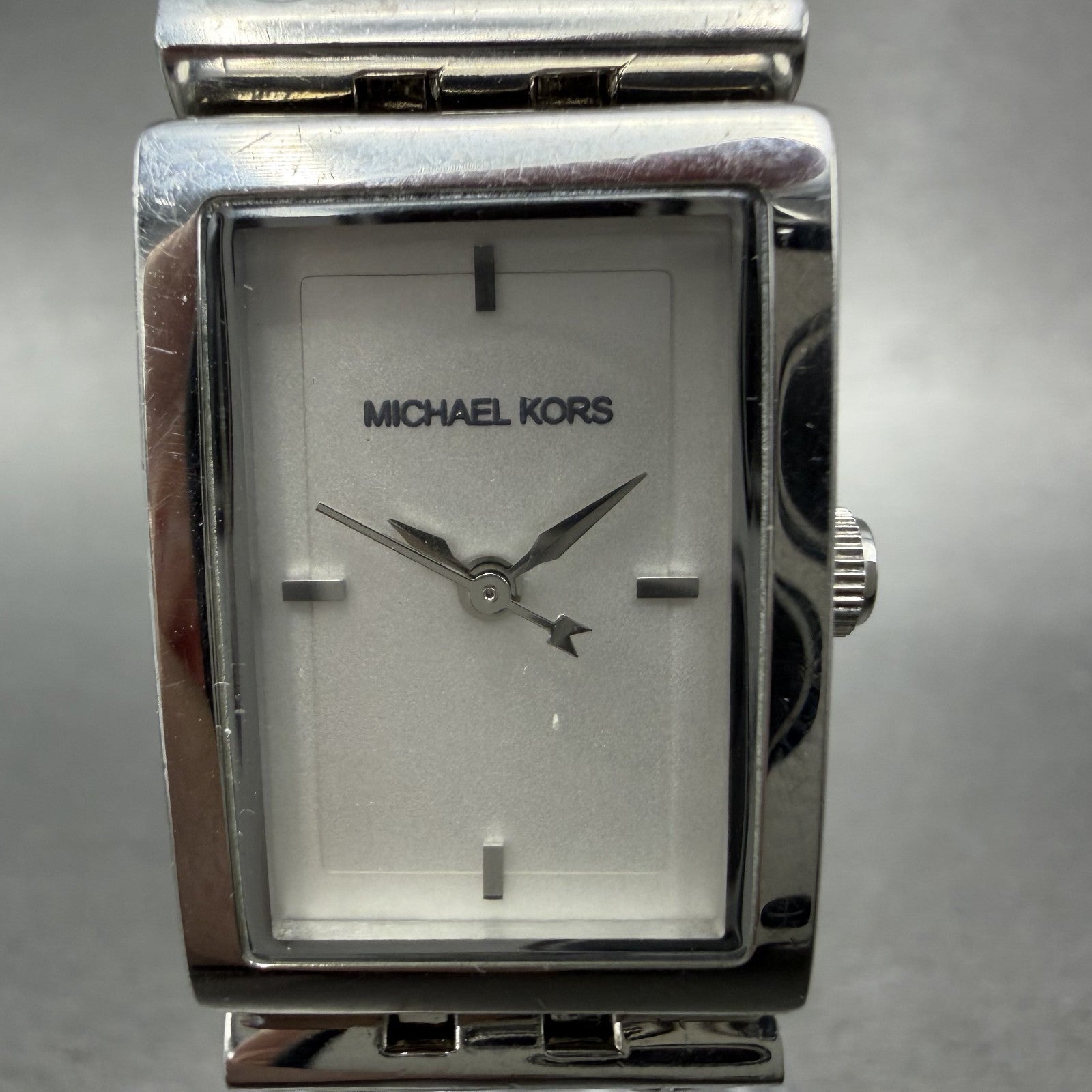 Michael Kors Darci watch Women 18mm Silver Dial Steel Rectangle MK2129 New Batt1