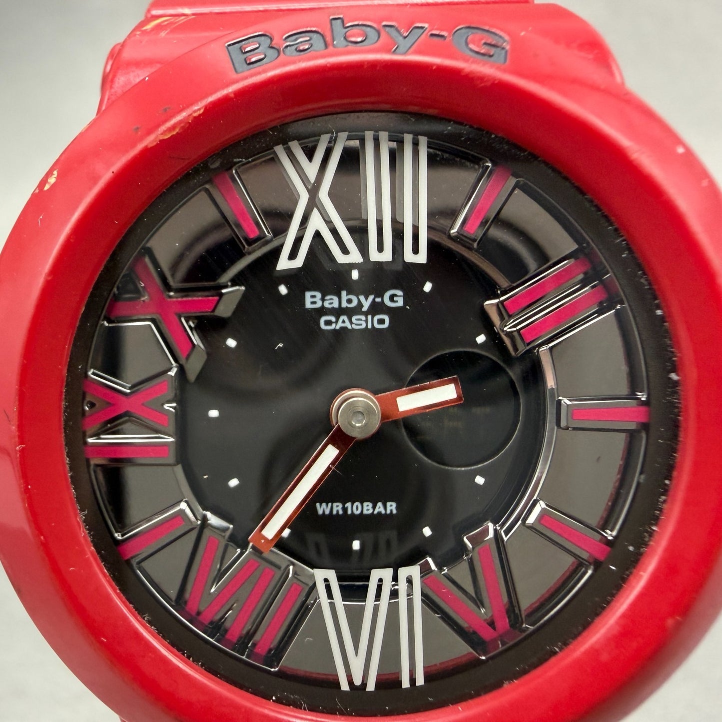 Casio Baby-G Watch Women 43mm Analog Digital Red Tone Alarm Chrono New Batt ABC1