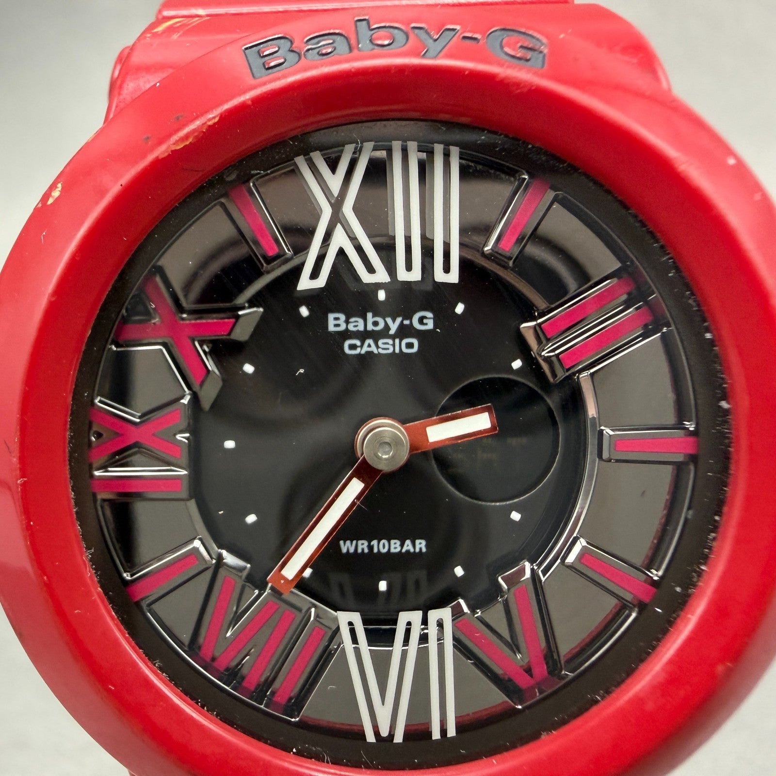 Casio Baby-G Watch Women 43mm Analog Digital Red Tone Alarm Chrono New Batt ABC1