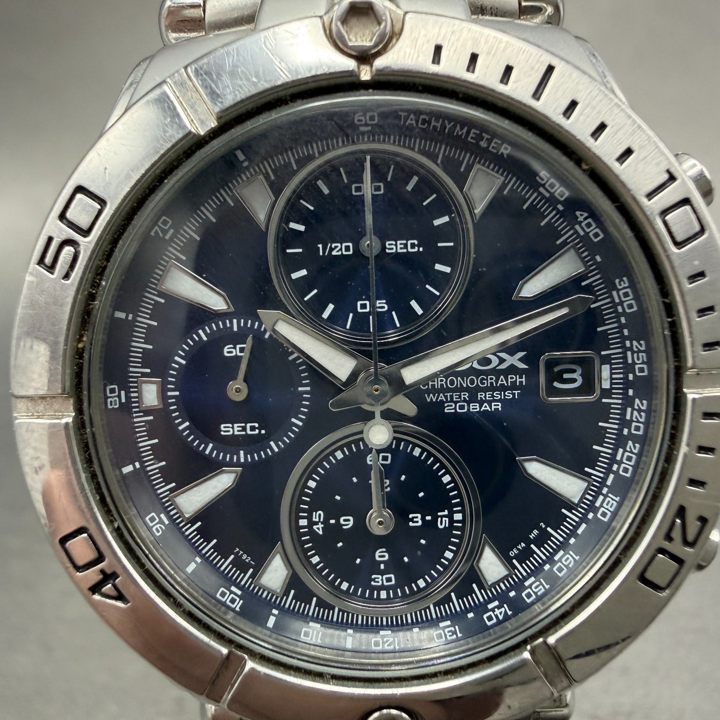 Seiko Alba Roox Chronograph Watch Men 40mm Blue Dial Silver Tone Date NewBattery1