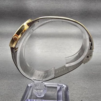 Seiko Watch Men 32mm Champagne Dial Gold Tone Round 7430-6009 New Battery VTG6