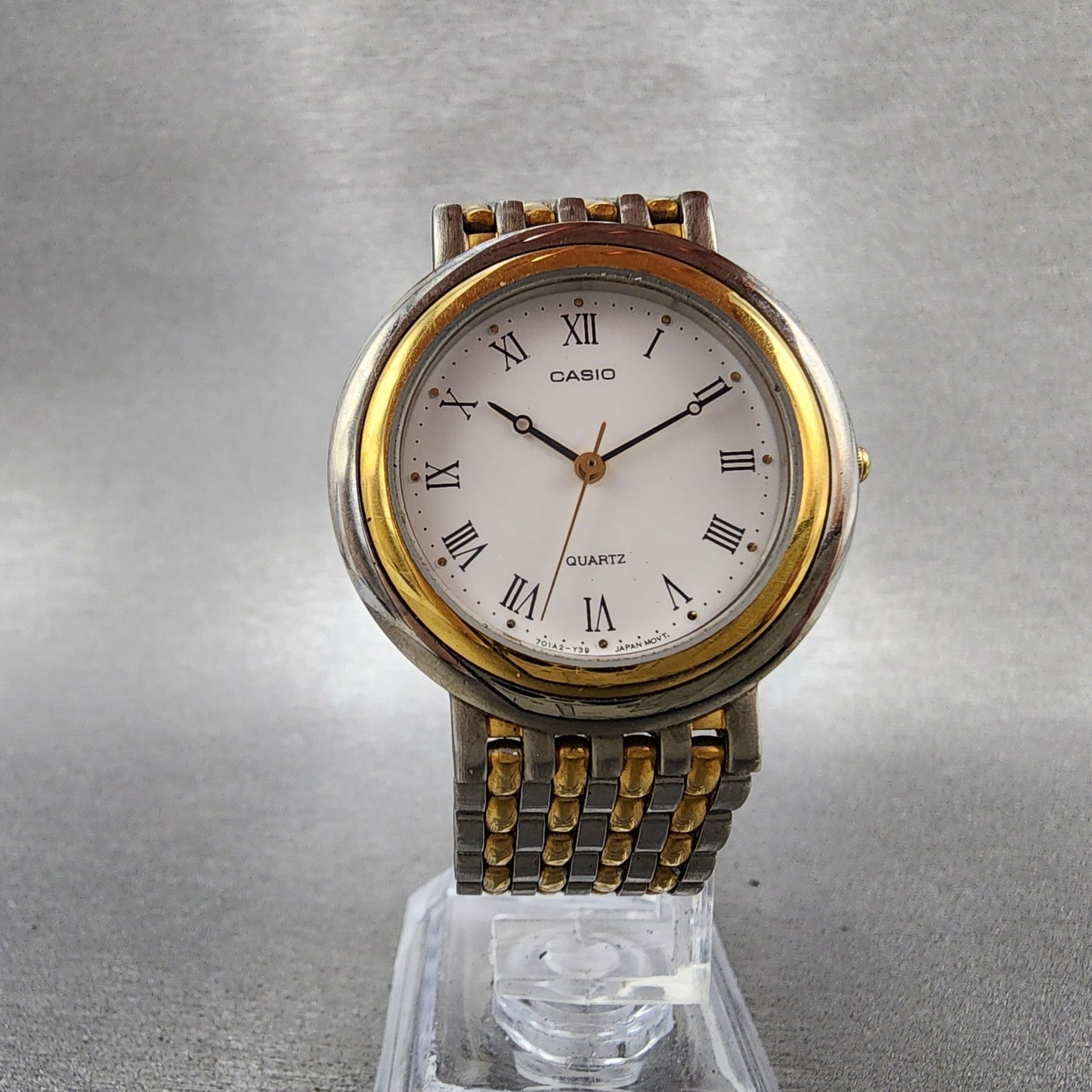 Casio Watch Men 32mm White Dial Two Tone Round MQ778 New Battery5