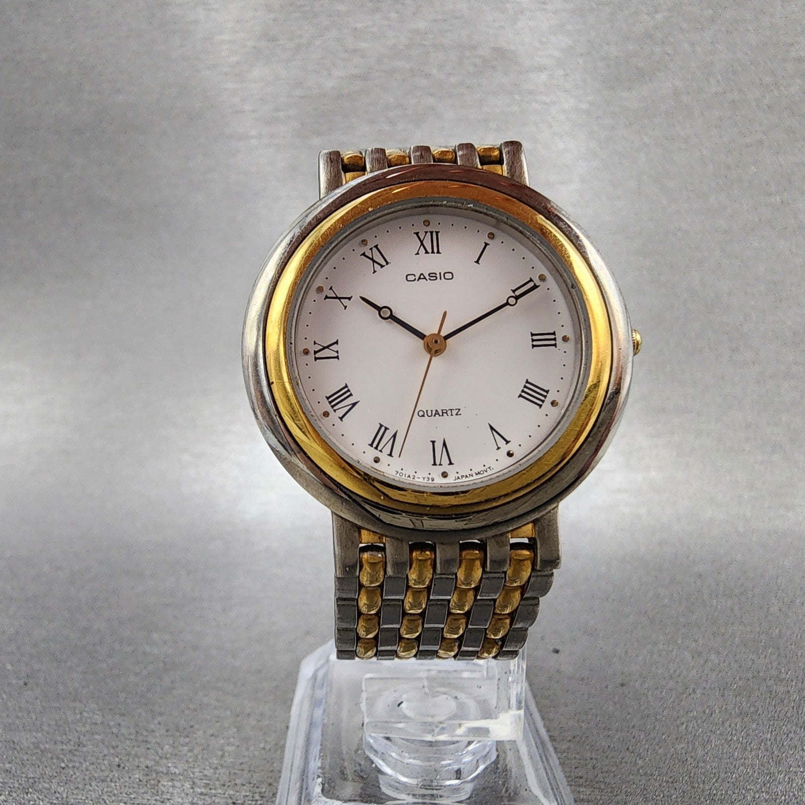 Casio Watch Men 32mm White Dial Two Tone Round MQ778 New Battery5