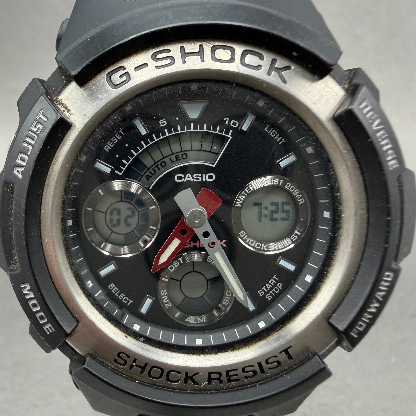 Casio G-Shock AW-590 Watch Men 47mm Black Tone Gray Bezel Alarm Chrono New BattA1
