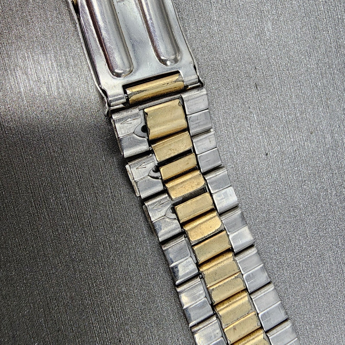 VTG Seiko Watch Bracelet 19mm Two Tone Gold&Silver Tri Folding Claps6