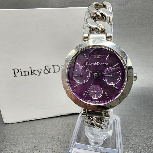 Seiko Pinky & Dianne Watch Women 32mm Purple Dial Steel Daydate Round New Batt0