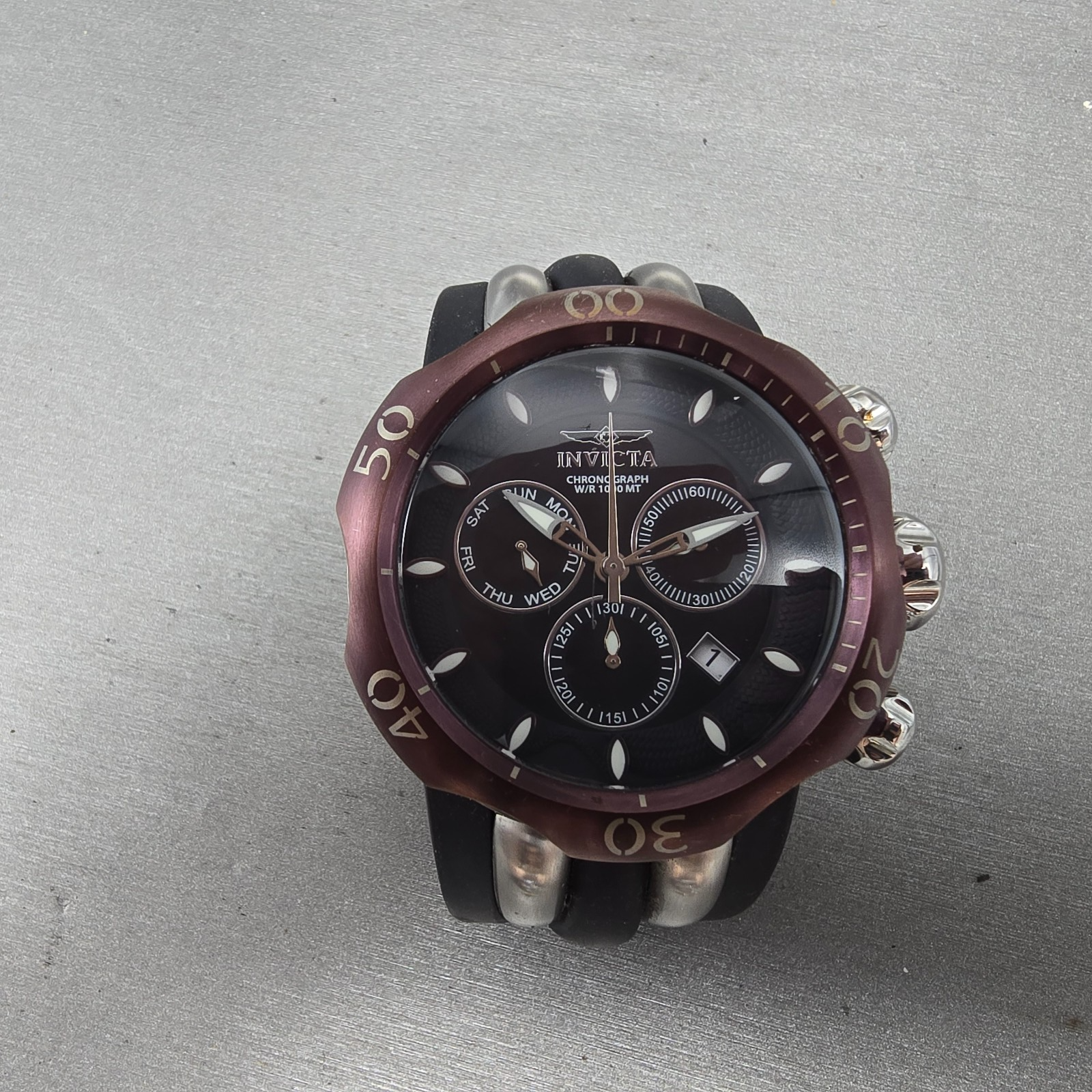 Invicta Venom Chronograph Watch Men 50mm Black Dial Silver Tone 26662 NewBattery0