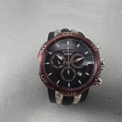 Invicta Venom Chronograph Watch Men 50mm Black Dial Silver Tone 26662 NewBattery0