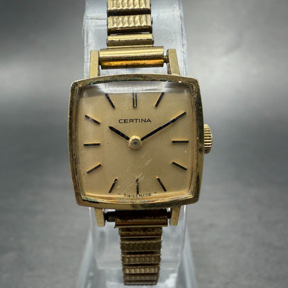 Certina Watch Women 17mm Gold Dial Gold Plated Square Manaul Wind Runs VTG0