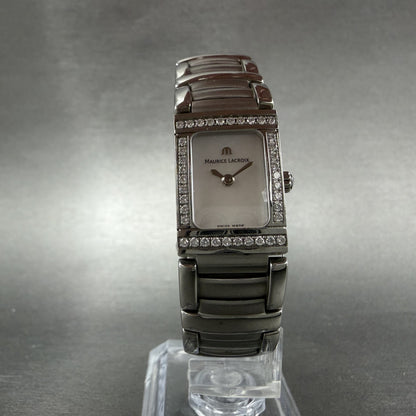 Maurice Lacroix Miros Tank Watch Women 16mm MOP Dial Steel Diamonds New Battery5