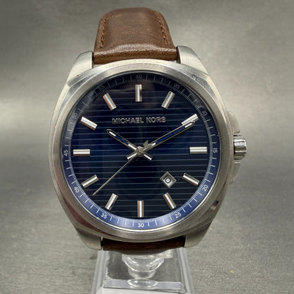 Michael Kors Bryson Watch Men 42mm Blue Dial Steel Date Round MK8631 New Battery0