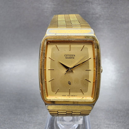 Citizen CQ Tank Watch Men 27mm Gold Dial Gold Tone Rectangle 4031-491751 PARTS