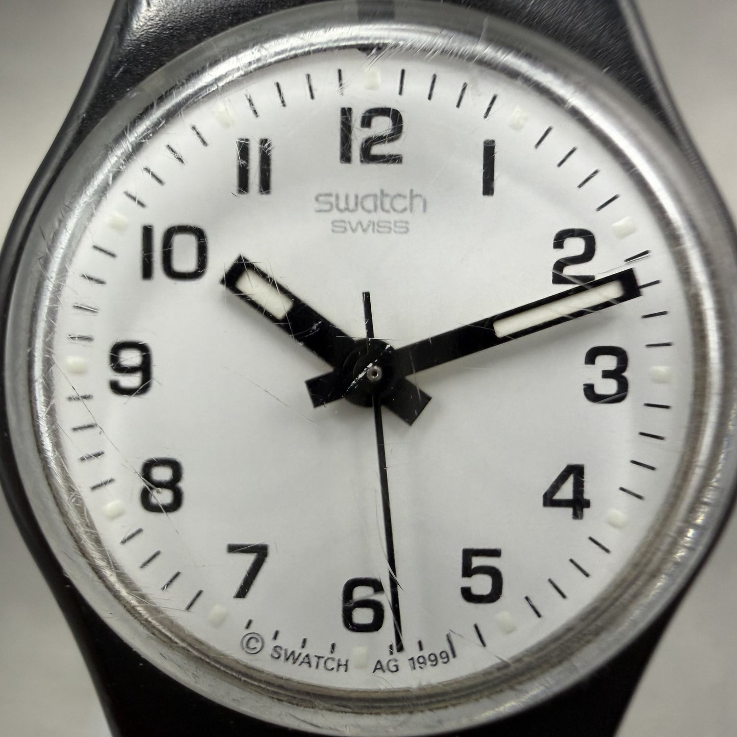 Swatch Something New Watch Women 24mm White Dial Black Tone Round LB153 NewBat1