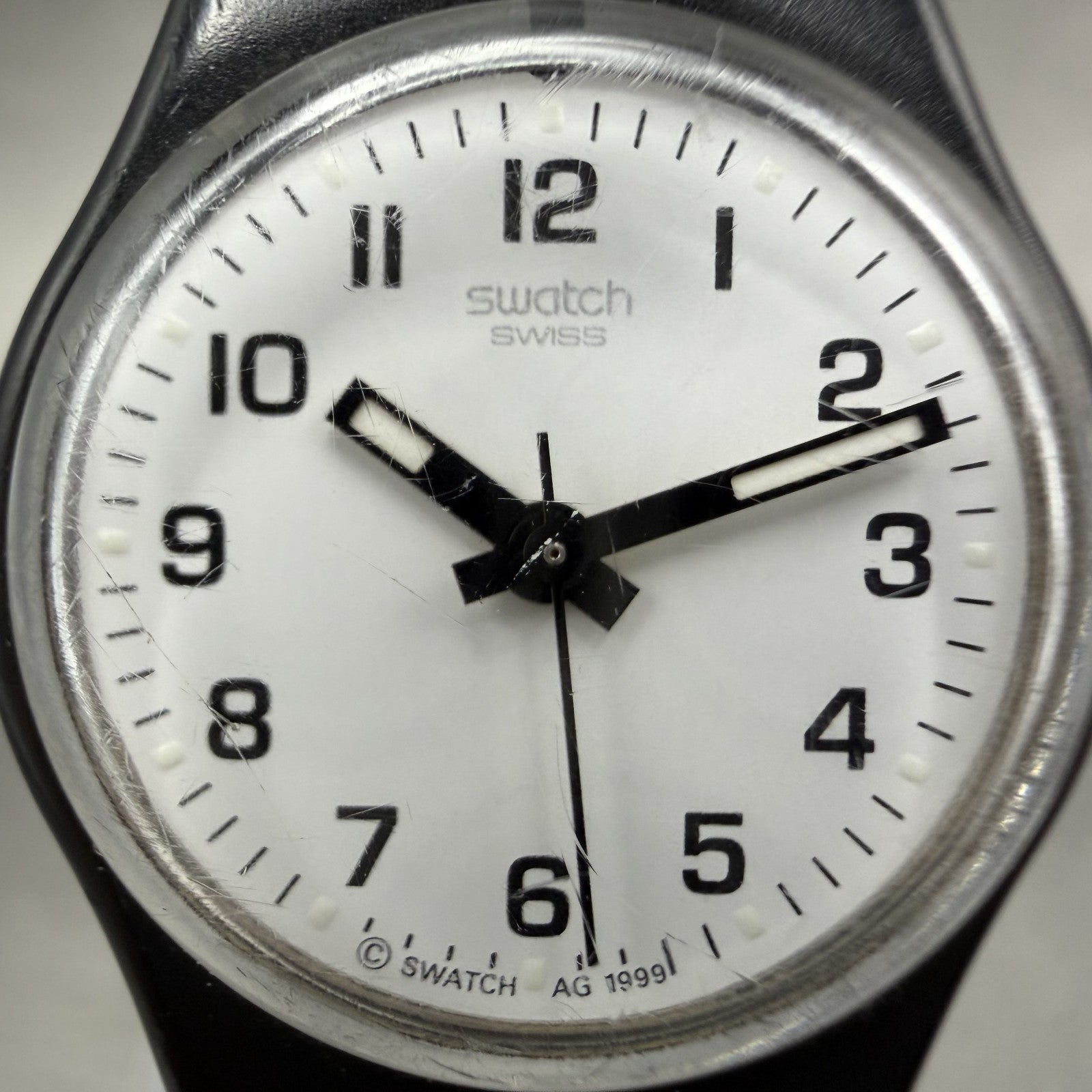 Swatch Something New Watch Women 24mm White Dial Black Tone Round LB153 NewBat1