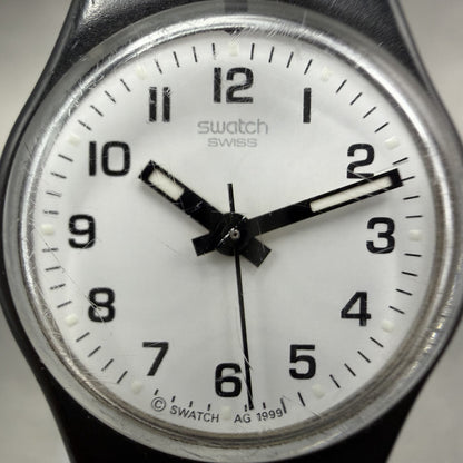 Swatch Something New Watch Women 24mm White Dial Black Tone Round LB153 NewBat1