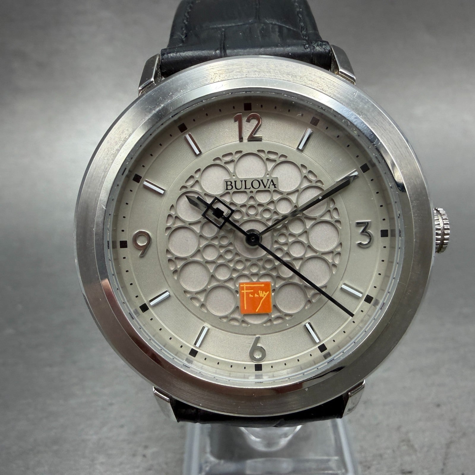 Bulova Frank Lloyd Watch Men 40mm Silver Dial Silver Tone Round 96A164 New Batt0