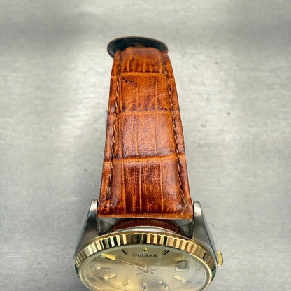 Pulsar President Watch Men 35mm Champagne Dial Two Tone Date V744-0A20 New Bat4