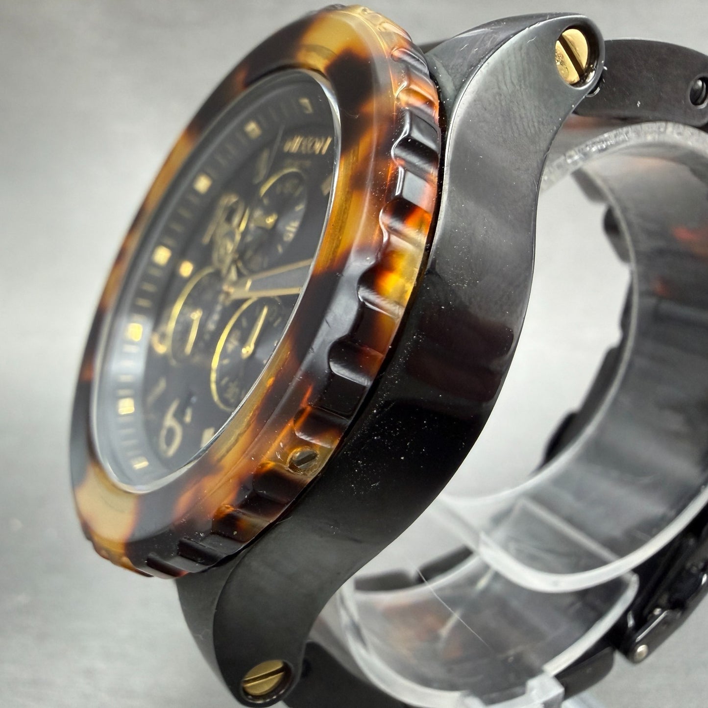 Nixon 42-20 Chrono Watch Women 42mm Black Dial Black Tortoise Date PARTS!!!!!!!!3