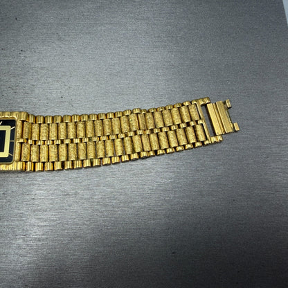 Bulova Tank Watch Men 25mm Black Dial Gold Tone READ!!!! Rectangle 92M51 New Bat7