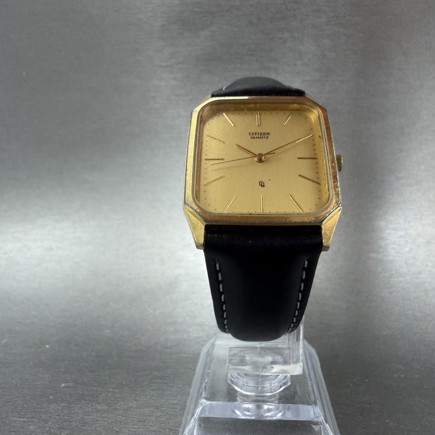 Citizen CQ Tank Watch Men 28mm Champagne Dial Gold Tone 2830-262646 New Battery5