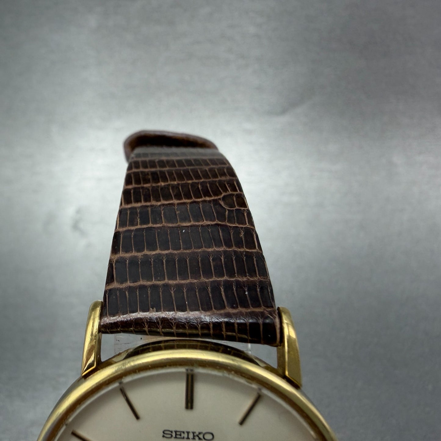 Seiko Watch Men 32mm Cream Dial Gold Tone Round 7800-8019 New Battery Vintage4
