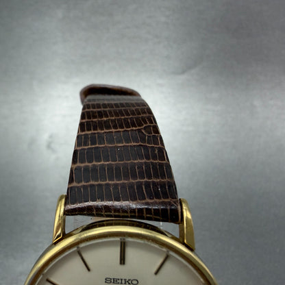 Seiko Watch Men 32mm Cream Dial Gold Tone Round 7800-8019 New Battery Vintage4