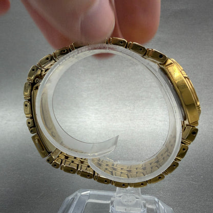 Seiko Watch Women 26mm Champagne Dial Gold Tone Date Round 7n82-0at0 New Battery8