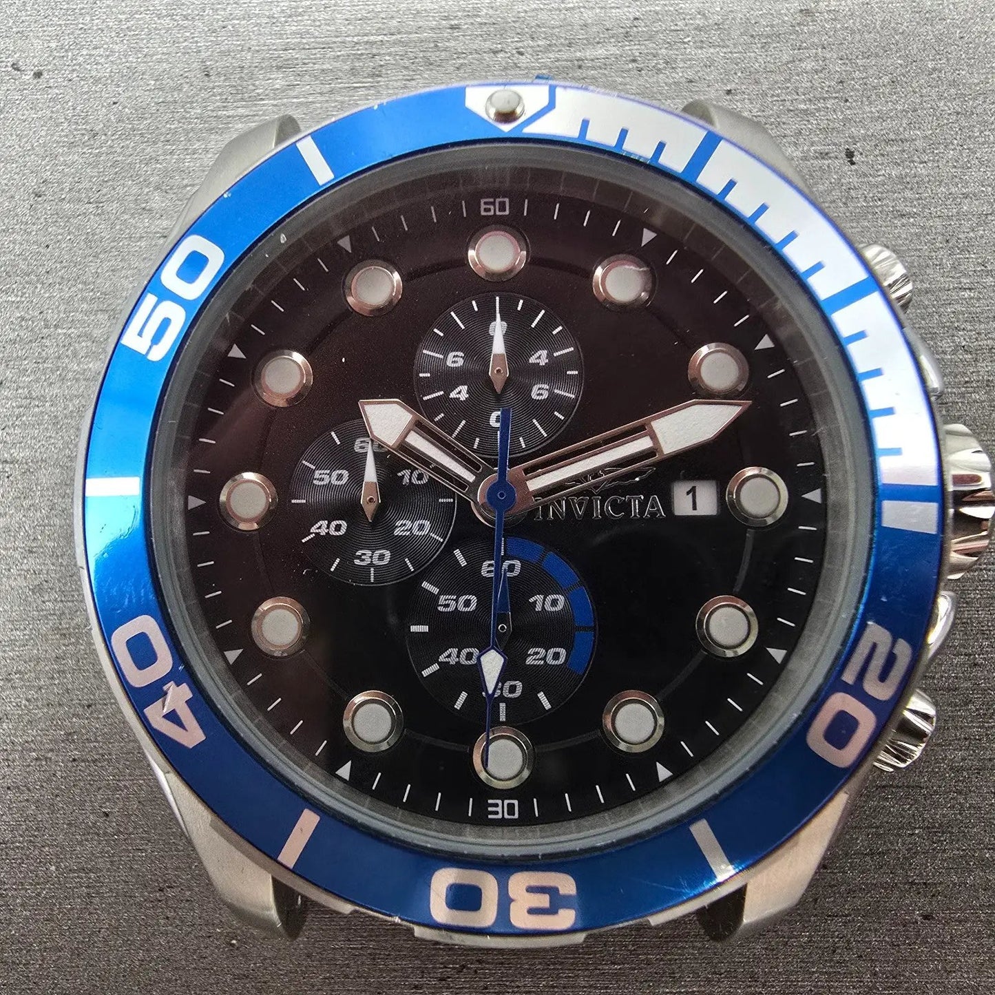 Invicta Pro Diver Chronograph Watch Men 51mm Black Dial Silver Tone 16232 NewBat0