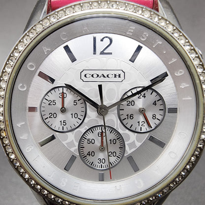 Coach Chronograph Watch Women 38mm Silver Dial Steel CA.63.3.14.0655 New Battery1